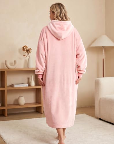MANCYFIT Women’s Wearable Blanket Hoodie Oversized Sherpa Adult Pink Long Variation