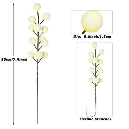 Ivory Artificial Berry Stems for Christmas Holiday Decor - 30 Pack