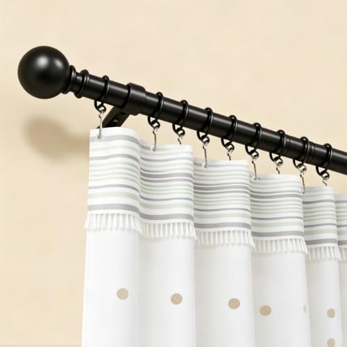 100 Pcs Black Curtain Rings with Hooks for 1.2 Inch Rod - 1.5 Inch Diameter, Black
