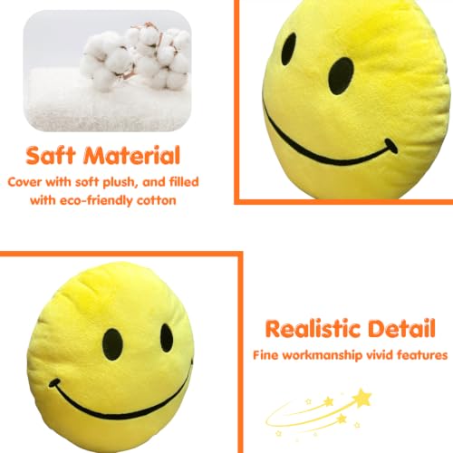 Yellow Smiley Face Pillow - Cute Plush Huggable Decor