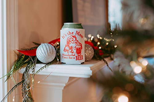 Christmas Beer Can Cooler Set - Funny Stocking Stuffer for Men & Women (4 Pack)