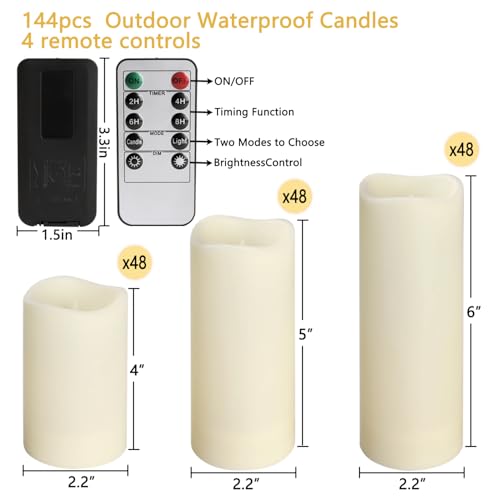 144-Pack Ivory Flameless LED Candles with Remote & Timer - Wedding & Holiday Decor