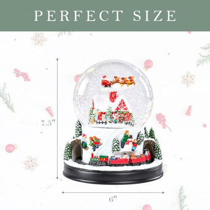 Christmas Snow Globe with Animated Train & Santa Sleigh - Musical & Lighted Display - Variation: Animated Train