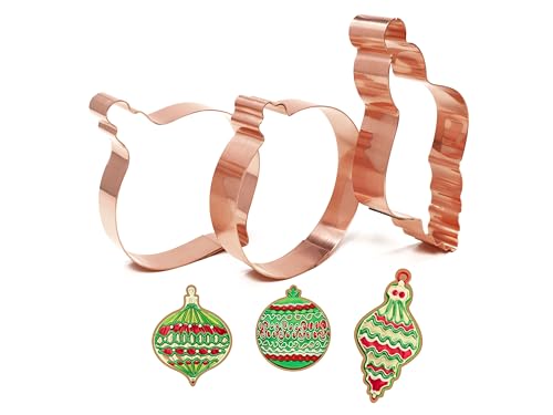Christmas Cookie Cutter Set - 3 Piece Ornament Shapes Made in USA