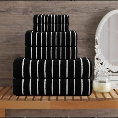 Bathroom Towel Gift Set - 6 Pieces, 600GSM, Black - CASA COPENHAGEN