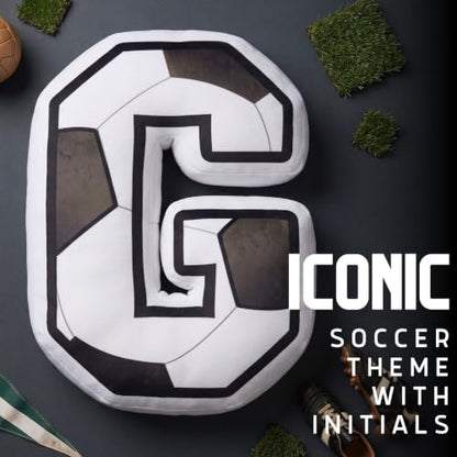 Personalized Soccer Pillow with Initial J - Decorative Fan Gift for Men & Coaches