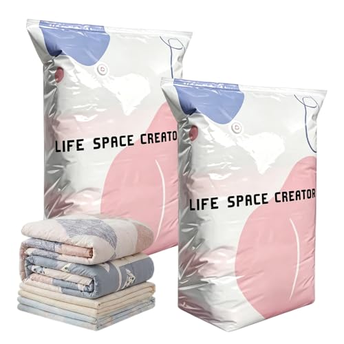 Large No-Pump Vacuum Storage Bags - 31.5x39.4in Compression Organizer for Clothes & Comforters (2 Pack)
