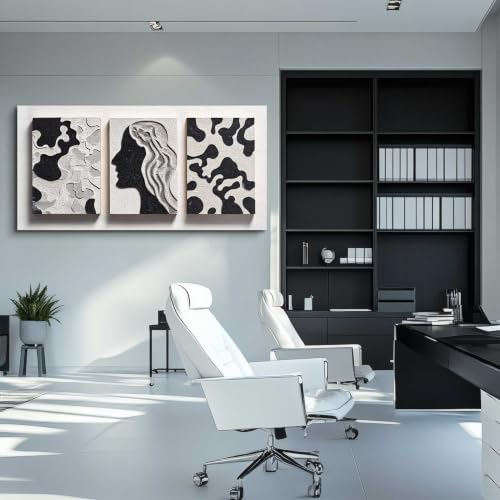 Large Black and White Abstract Canvas Wall Art 30x60 Inches - Modern Bedroom Decor Variation of THIS listing