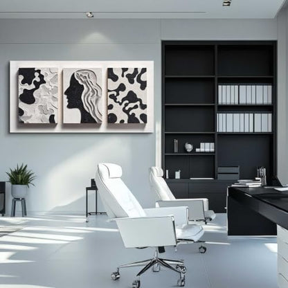Large Black and White Abstract Canvas Wall Art 30x60 Inches - Modern Bedroom Decor Variation of THIS listing