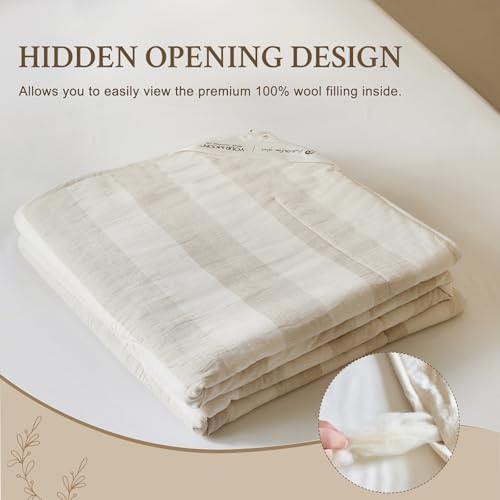Lightweight Wool Comforter Twin Set with Cotton Duvet Cover - Breathable & Washable