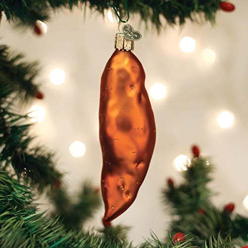 Sweet Potato Glass Christmas Ornament - Handcrafted Holiday Decoration 1.5 x 1.5 x 5 Inches