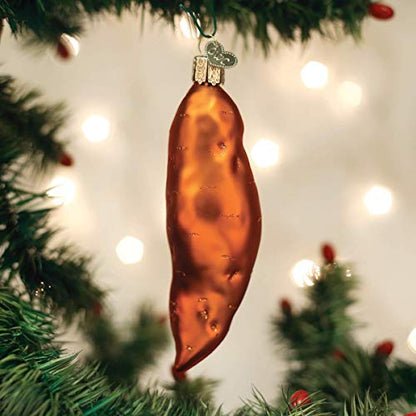 Sweet Potato Glass Christmas Ornament - Handcrafted Holiday Decoration 1.5 x 1.5 x 5 Inches