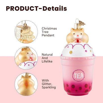 Glass Hamster Christmas Ornament - Hand-Painted Holiday Tree Decor