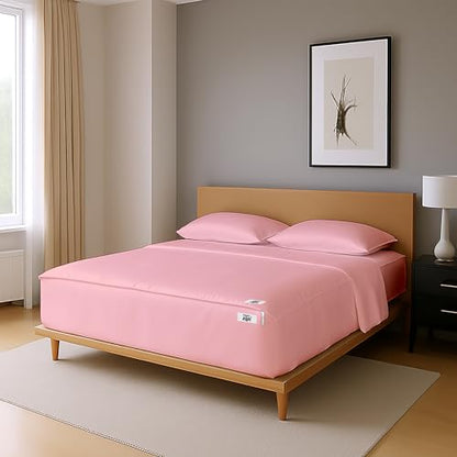 Twin Zipper Fitted Sheet 39x75 Inch with Deep Pockets - Baby Pink, Easy Change Cotton Blend Bedding