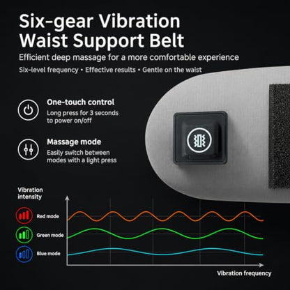Car Lumbar Support Pillow with Massage & Heat - Black - Ergonomic Cushion