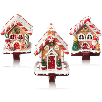 Riceshoot 3 Pack Christmas Gingerbread House Stocking Holders - Classic