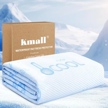 Cooling Queen Size Mattress Protector Blue Waterproof Breathable 3D Air Fabric