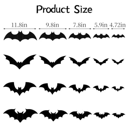 Purple Light-Up 3D Bat Wall Decals Halloween Indoor Outdoor Decorations