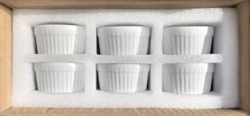 Furmaware Set of 6 Ceramic Ramekins - Non-Toxic Classic White Porcelain Custard Cups - Oven Safe Ramekins, for Baking and Serving Single Servings of Desserts, Dips, and Snacks - (4 oz)