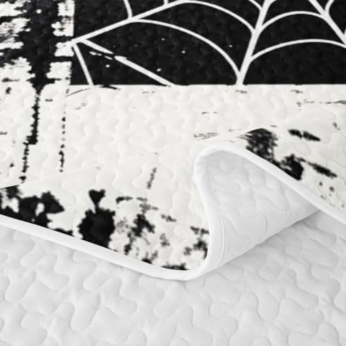 Ash & Ink Gothic Skull Quilt Set for All Seasons King Size Bedding - Halloween Decor
