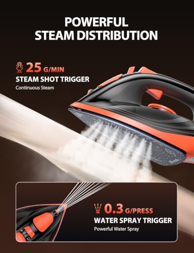 Sundu Steam Iron for Clothes with Non-Stick Ceramic Soleplate and Variable Steam