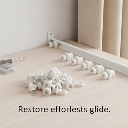 20 Pack Curtain Track Rollers - Replacement Gliders for Standard Curtains