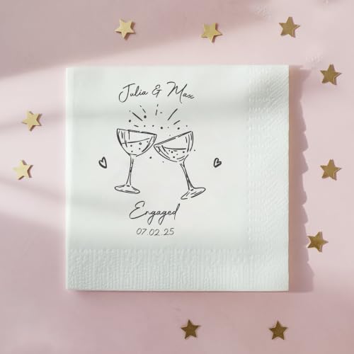 Personalized Wedding Cocktail Napkins - Style 4, Floral Design, 16 Pack