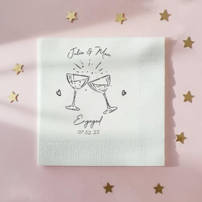 Personalized Wedding Cocktail Napkins - Style 4, Floral Design, 16 Pack