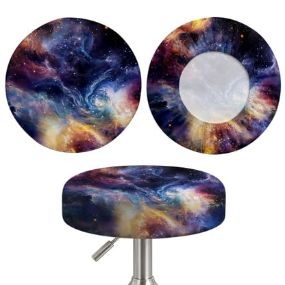 Nebula Sky 12-15in Stretch Washable Round Bar Stool Covers Set of 4