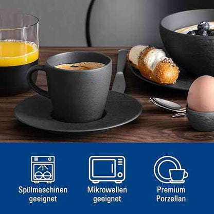 Villeroy & Boch Manufacture Rock Collection Coffee Cup, Premium Porcelain, Made in Germany, Dishwasher and Microwave Safe, 7.5 oz Capacity 3 in Tall, Black