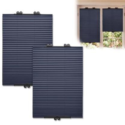 No Drill Blackout Pleated Window Blinds 58x25.6 Inches - 2 Pack