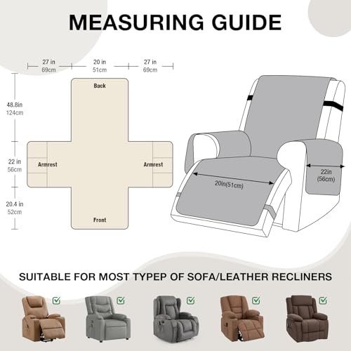 Waterproof Recliner Chair Cover 20 Inch - Chocolate, Slipcover, Anti-Slip