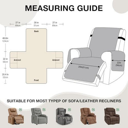 Waterproof Recliner Chair Cover 20 Inch - Chocolate, Slipcover, Anti-Slip