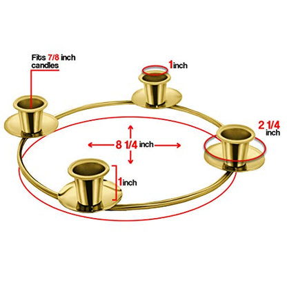 Gold Advent Candle Ring for Tapper Candles - DIY Wreath & Centerpiece Decoration