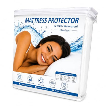Queen Size Waterproof Mattress Protector Fitted, Breathable & Machine Washable