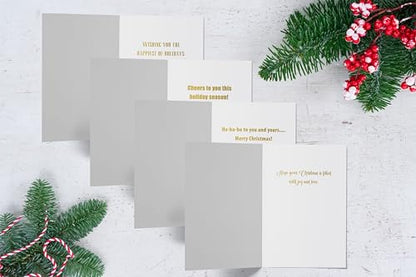 50 Pack Christmas Greeting Cards with Gold Foil - 5 x 7 High Gloss with Envelopes