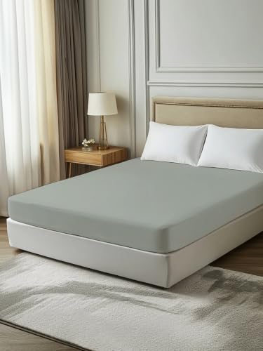 Queen Size Flat Sheet - Muted Pea Green Microfiber Bed Sheet, 90x102, Soft & Breathable