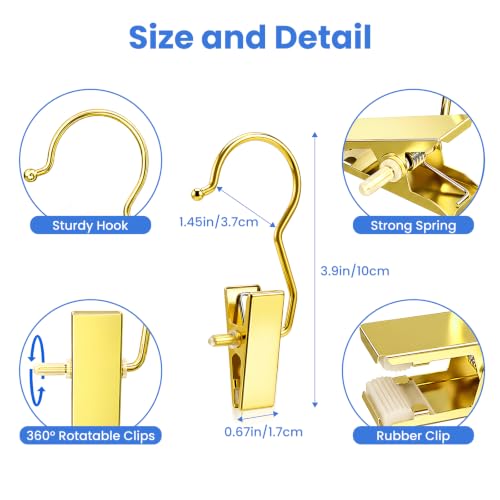 Gold Boot Clips for Closet - 20 Pack Stainless Steel Hanging Clothes Pins