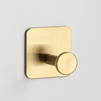 Brushed Gold Self-Adhesive Wall Hooks Stainless Steel Heavy Duty Towel Holder
