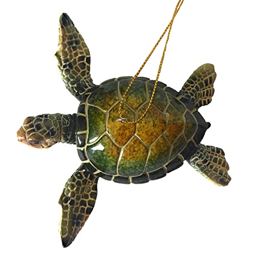 Sea Turtle Christmas Ornament Set - Blue & Green Coastal Holiday Decor