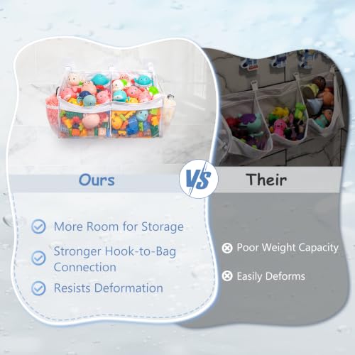 Large Bath Toy Organizer with Mesh Pockets for Kids' Bathroom Storage