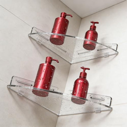 Corner Floating Shelves Set - Clear Acrylic Wall Storage Organizer