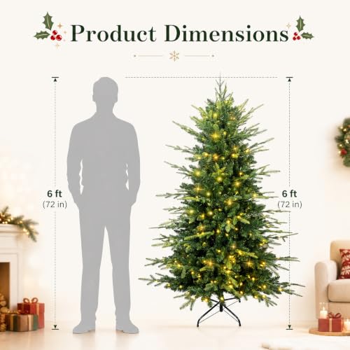 6 ft Prelit Aspen Fir Christmas Tree - Slim Blue Spruce Holiday Decor