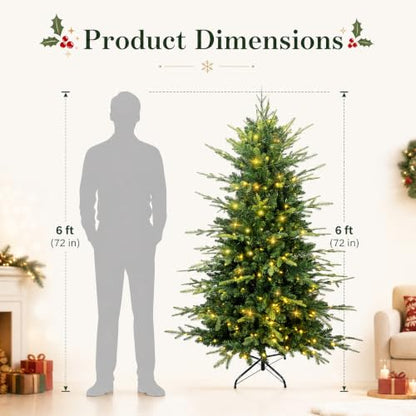 6 ft Prelit Aspen Fir Christmas Tree - Slim Blue Spruce Holiday Decor