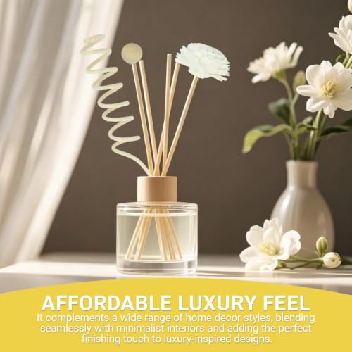 10 Inch Natural Rattan Reed Diffuser Sticks Set with Decorative Flowers