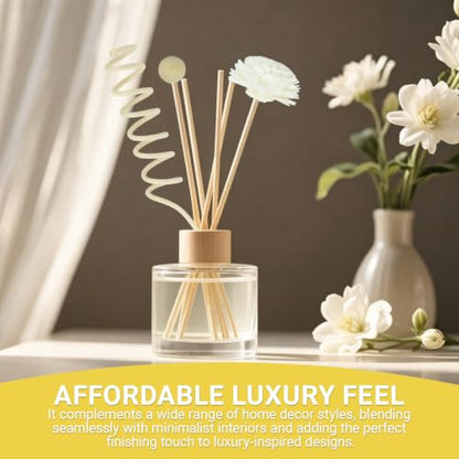 10 Inch Natural Rattan Reed Diffuser Sticks Set with Decorative Flowers