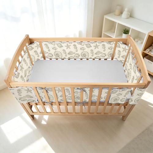 Ocean Seahorses Mesh Crib Liner for Full-Size Crib - Breathable Nursery Decor