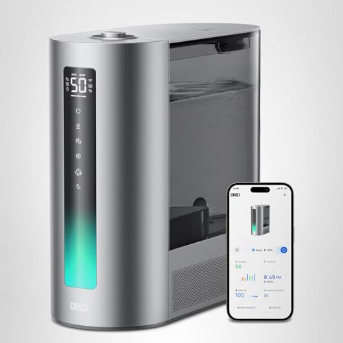 DREO 6L Humidifiers for Bedroom, Smart Warm & Cool Mist for Large Room, 60Hr Quiet Runtime for Baby, Plant, Humidity Sensor, Indicator Light, 12H Timer, Google/Alexa, HM713S