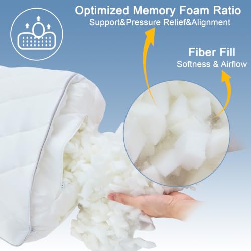 KISSKI Cooling Body Pillow for Adults - Cloud White Memory Foam Long Pillow