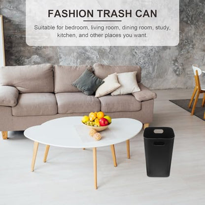 Large 13 Gallon Black Plastic Trash Can Without Lid for Bedroom Kitchen Office